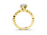 Yellow gold Heart Milgrain Bezel Diamond Engagement Ring with Solitaire Prong Setting_144