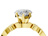 Yellow gold Heart Milgrain Bezel Diamond Engagement Ring with Solitaire Prong Setting_145