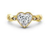 Yellow gold Heart Milgrain Marquise Diamond Twist Band Ring_38