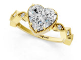 Yellow gold Heart Milgrain Marquise Diamond Twist Band Ring_39