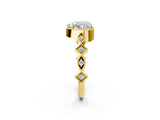 Yellow gold Heart Milgrain Marquise Diamond Twist Band Ring_40