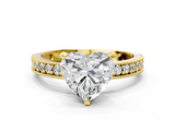 Yellow gold Heart Milgrain Pave Diamond Engagement Ring with Four-Prong Setting_155