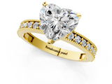 Yellow gold Heart Milgrain Pave Diamond Engagement Ring with Four-Prong Setting_156