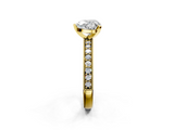 Yellow gold Heart Milgrain Pave Diamond Engagement Ring with Four-Prong Setting_157