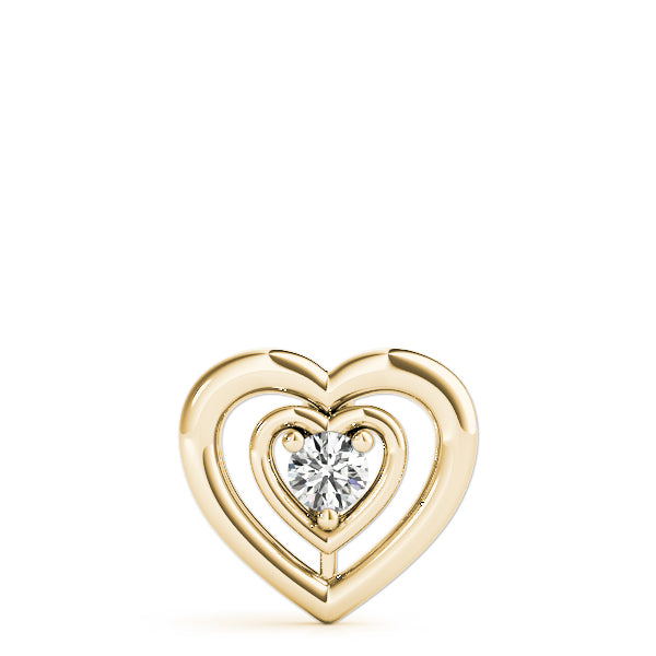 Yellow gold Heart Prong Round Diamond Pendant 1