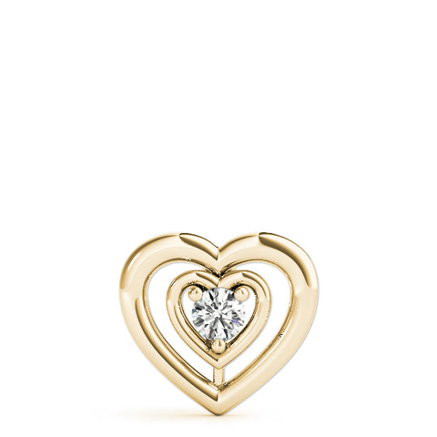 Yellow gold Heart Prong Round Diamond Pendant 1