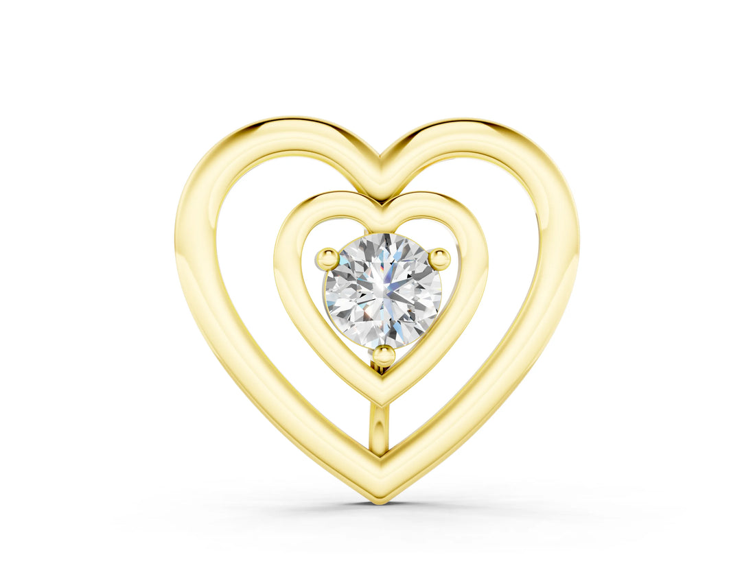 Yellow gold Heart Prong Round Diamond Pendant_11