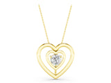 Yellow gold Heart Prong Round Diamond Pendant_12