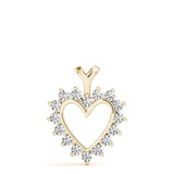 Yellow gold Heart-Shaped Diamond Halo Pendant with Round Brilliant Prong Setting 1
