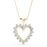 Yellow gold Heart-Shaped Diamond Halo Pendant with Round Brilliant Prong Setting