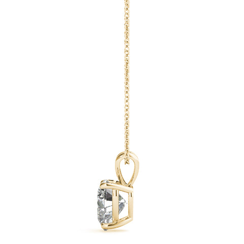 Yellow gold Heart-Shaped Diamond Solitaire Pendant with Four-Prong Setting 2