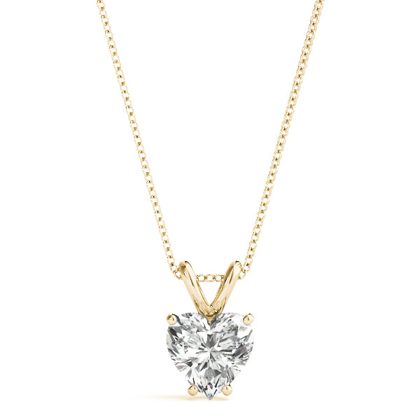 Yellow gold Heart-Shaped Diamond Solitaire Pendant with Four-Prong Setting