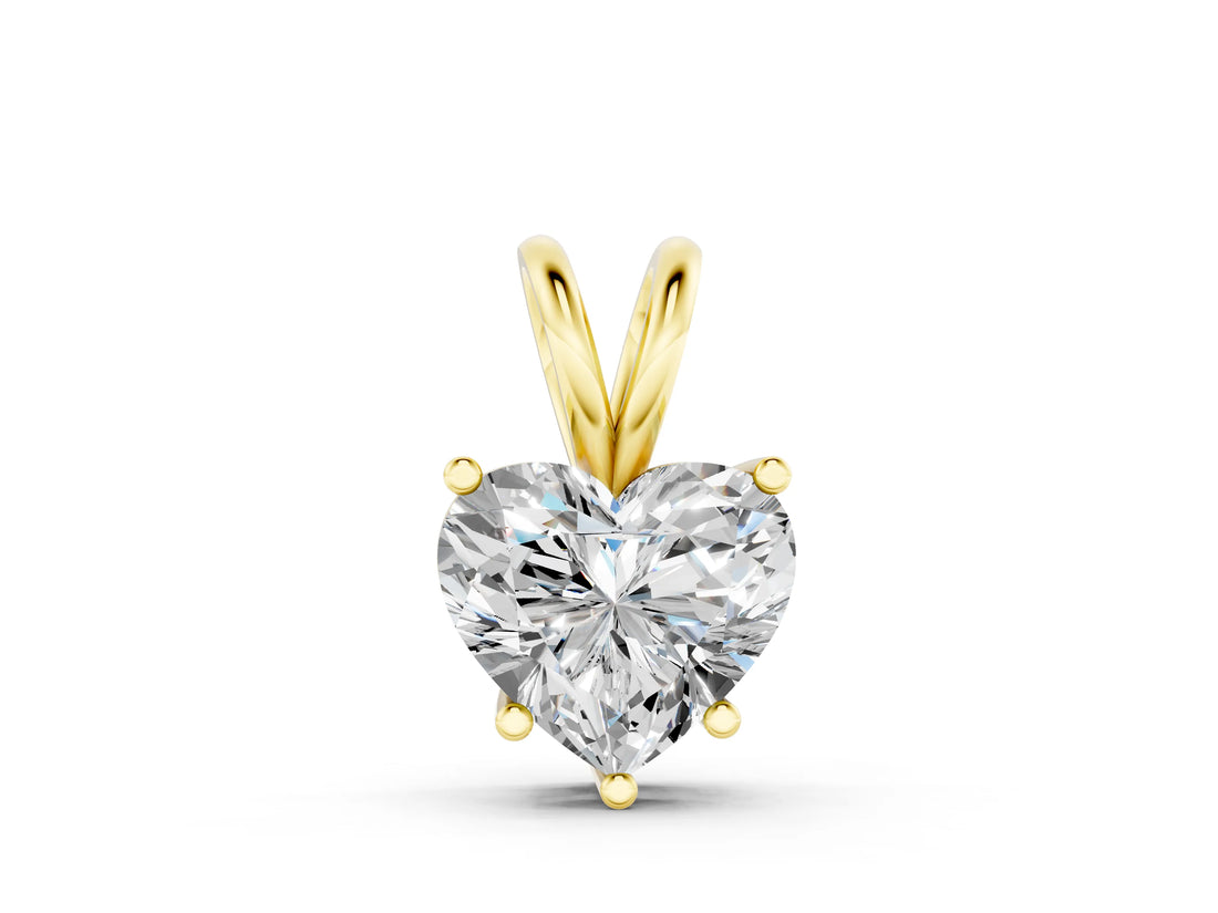 Yellow gold Heart-Shaped Diamond Solitaire Pendant with Four-Prong Setting_29