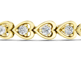 Yellow gold Heart-Shaped Diamond Tennis Bracelet with Channel Setting and Four-Prong Setting_7