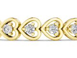 Yellow gold Heart-Shaped Diamond Tennis Bracelet with Channel Setting and Prong Set Stones_3