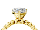 Yellow gold Heart Solitaire Beaded Band Prong Setting Ring 4