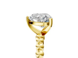 Yellow gold Heart Solitaire Beaded Band Prong Setting Ring 5