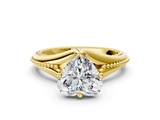 Yellow gold Heart Solitaire Beaded Band Six-Prong Setting_4