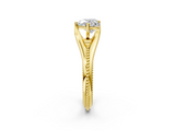 Yellow gold Heart Solitaire Beaded Band Six-Prong Setting_6
