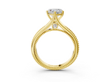 Yellow gold Heart Solitaire Beaded Band Six-Prong Setting_7