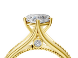 Yellow gold Heart Solitaire Beaded Band Six-Prong Setting_8