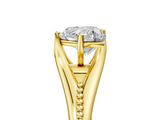 Yellow gold Heart Solitaire Beaded Band Six-Prong Setting_9