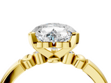Yellow gold Heart Solitaire Beaded Band with Four-Prong Setting_63