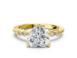 Yellow gold Heart Solitaire Bezel Accent Diamond Engagement Ring with Beaded Band and Four-Prong Setting_67