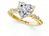 Yellow gold Heart Solitaire Bezel Accent Diamond Engagement Ring with Beaded Band and Four-Prong Setting_68
