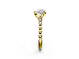 Yellow gold Heart Solitaire Bezel Accent Diamond Engagement Ring with Beaded Band and Four-Prong Setting_69