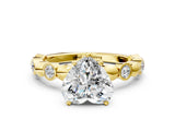 Yellow gold Heart Solitaire Bezel-Set Diamond Ring with Beaded Band and Four-Prong Setting_52
