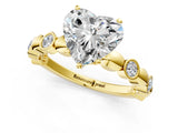 Yellow gold Heart Solitaire Bezel-Set Diamond Ring with Beaded Band and Four-Prong Setting_53