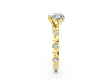 Yellow gold Heart Solitaire Bezel-Set Diamond Ring with Beaded Band and Four-Prong Setting_54