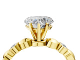 Yellow gold Heart Solitaire Bezel-Set Diamond Ring with Beaded Band and Four-Prong Setting_56