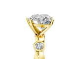 Yellow gold Heart Solitaire Bezel-Set Diamond Ring with Beaded Band and Four-Prong Setting_57