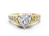 Yellow gold Heart Solitaire Bezel-Set Diamond Ring with Channel-Set Band_39