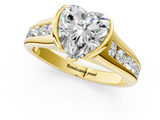 Yellow gold Heart Solitaire Bezel-Set Diamond Ring with Channel-Set Band_40