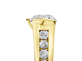 Yellow gold Heart Solitaire Bezel-Set Diamond Ring with Channel-Set Band_44