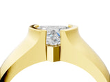 Yellow gold Heart Solitaire Bezel Set Diamond Ring with Wide Band_7