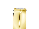 Yellow gold Heart Solitaire Bezel Set Diamond Ring with Wide Band_8