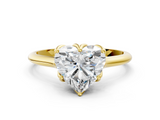 Yellow gold Heart Solitaire Cathedral Diamond Ring with Six-Prong Setting_25