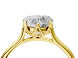 Yellow gold Heart Solitaire Cathedral Diamond Ring with Six-Prong Setting_29