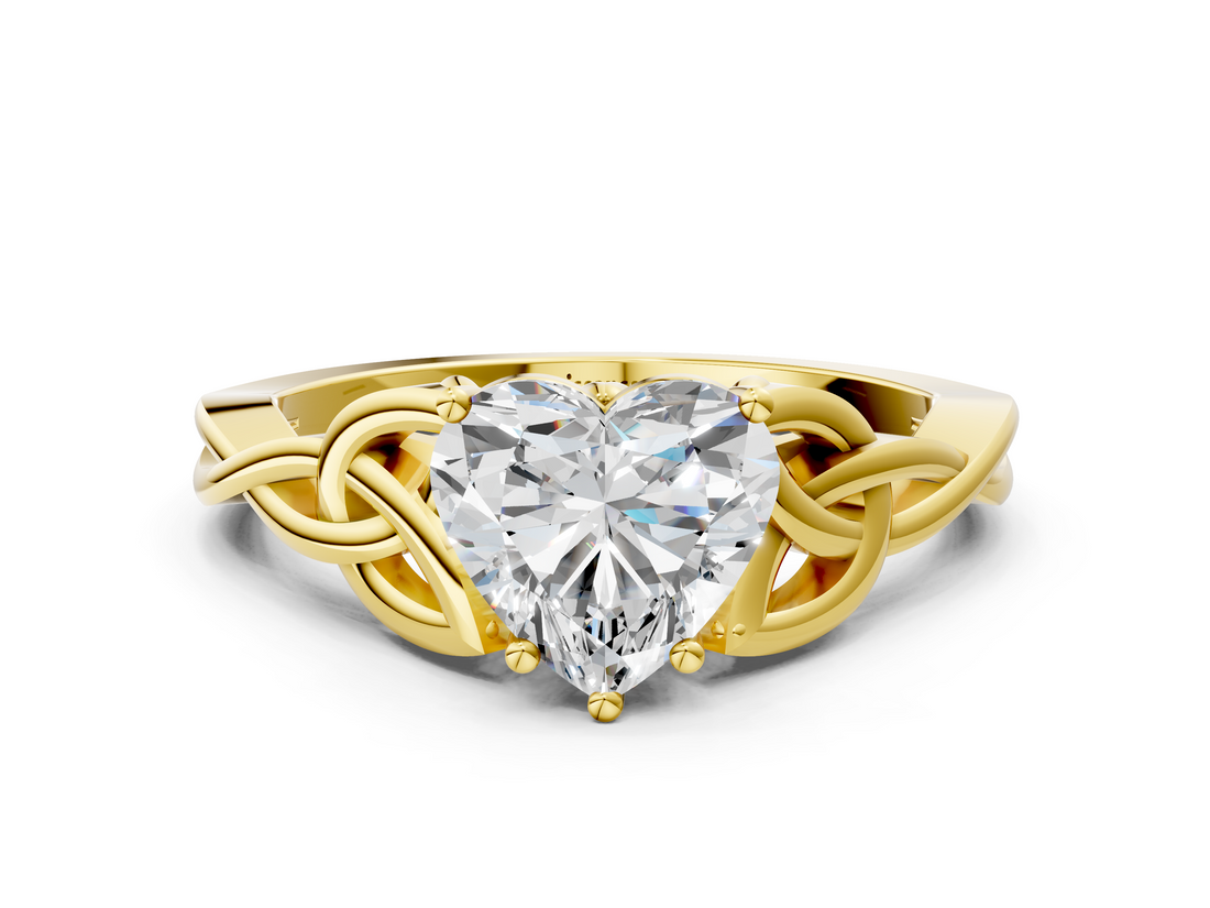Yellow gold Heart Solitaire Celtic Knot Engagement Ring with Four-Prong Setting_63
