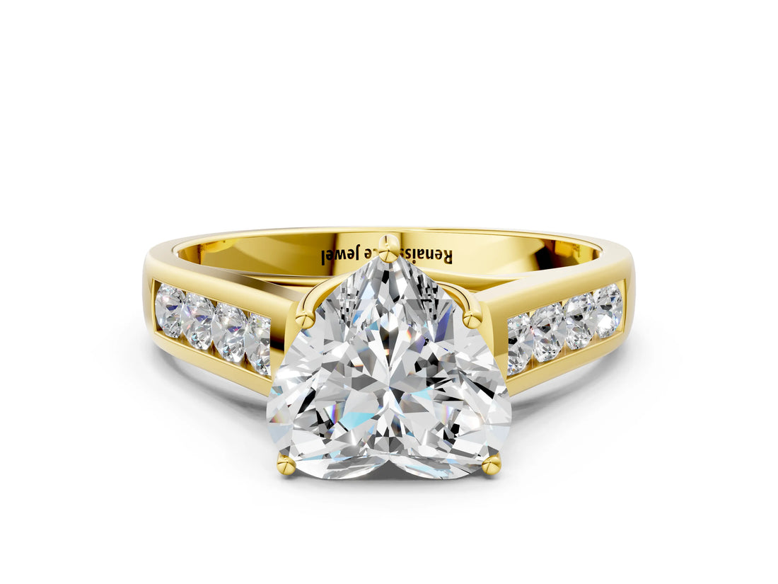 Yellow gold Heart Solitaire Channel-Set Diamond Engagement Ring with Four-Prong Setting_32