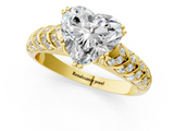 Yellow gold Heart Solitaire Chevron Pave Diamond Engagement Ring with Six-Prong Setting_4