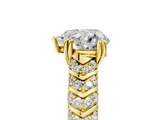Yellow gold Heart Solitaire Chevron Pave Diamond Engagement Ring with Six-Prong Setting_8