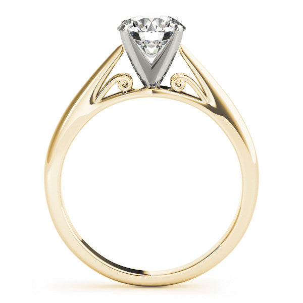 Yellow gold Heart Solitaire Diamond Engagement Ring with Cathedral Setting and Four-Prong Mount on a Classic Band 1
