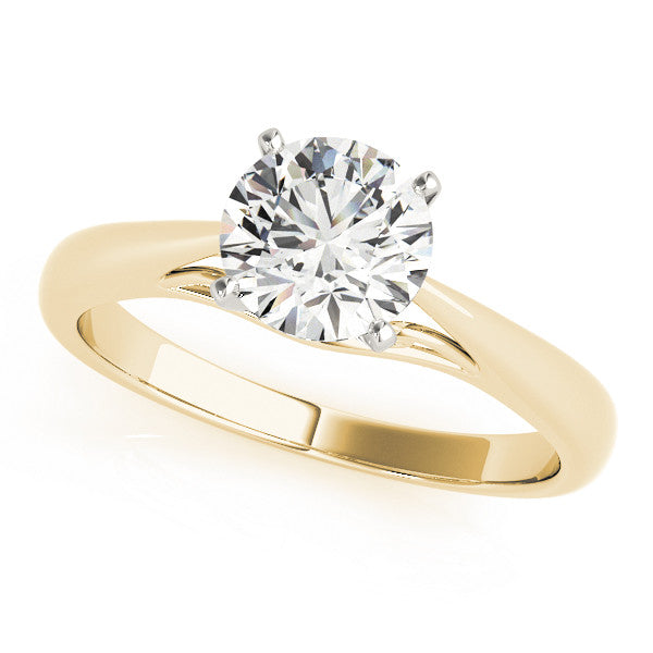 Yellow gold Heart Solitaire Diamond Engagement Ring with Cathedral Setting and Four-Prong Mount on a Classic Band 2