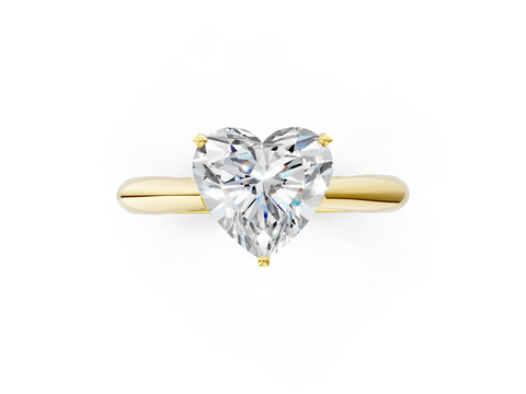 Yellow gold Heart Solitaire Diamond Engagement Ring with Cathedral Setting and Four-Prong Mount on a Classic Band_209