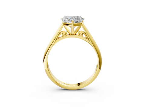 Yellow gold Heart Solitaire Diamond Engagement Ring with Cathedral Setting and Four-Prong Mount on a Classic Band_212